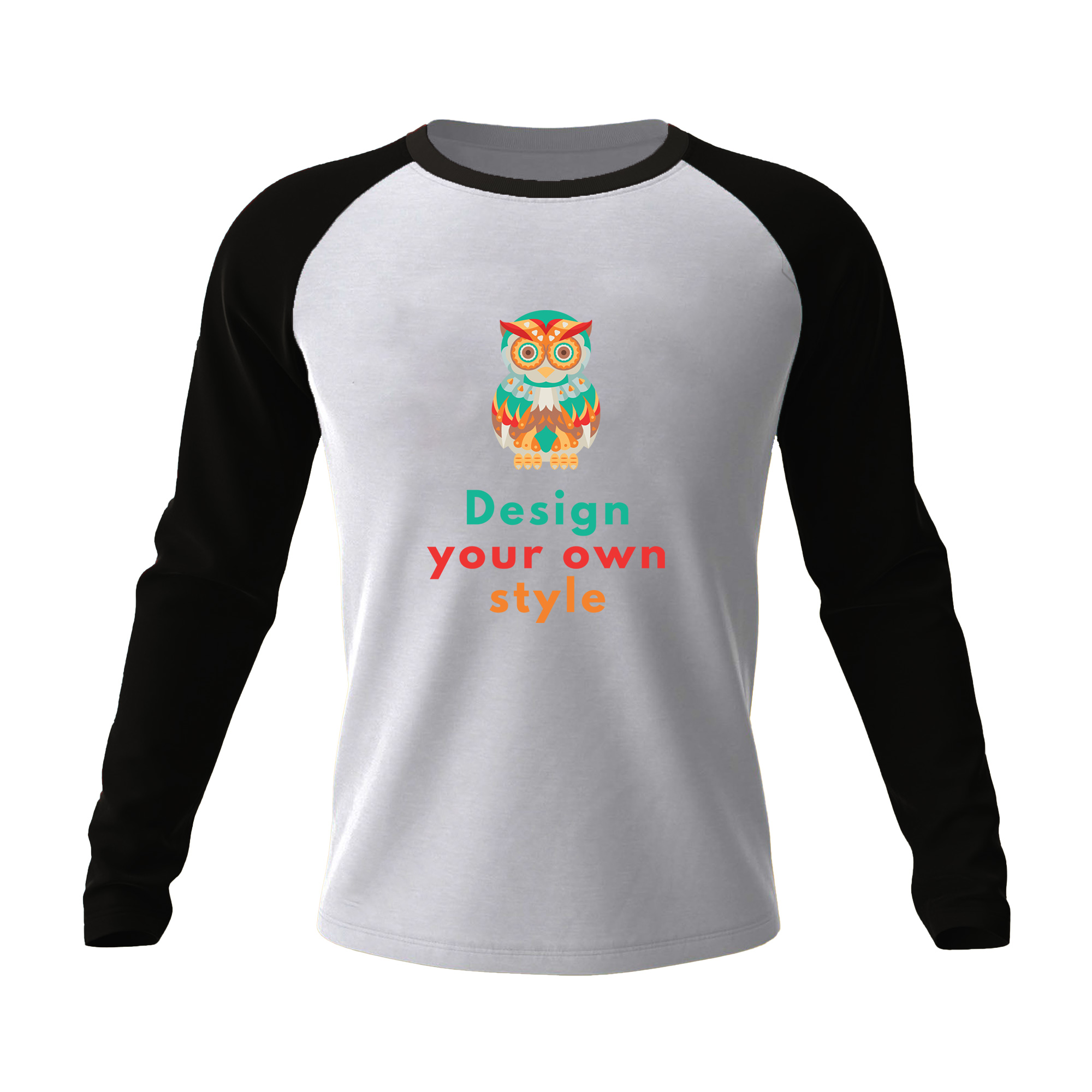 Owl T-Shirt Breathable Cotton Long Sleeves for Men Crew Neck Tees